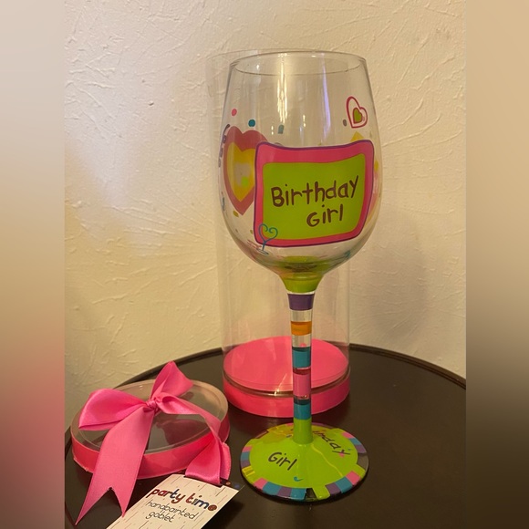 BIRTHDAY GIRL Hand Painted Goblet/Wine Glass - Picture 4 of 9